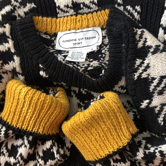 VTG ‘90s Adrienne Vittadini Sport Houndstooth Design Ramie Cotton Sweater Sz S - Picture 12 of 12